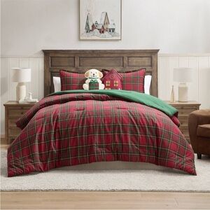 Hallmark Queen Flannel Comforter & Sham Set Red